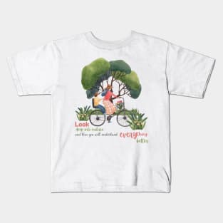 Girl in a Bike with Saying Kids T-Shirt